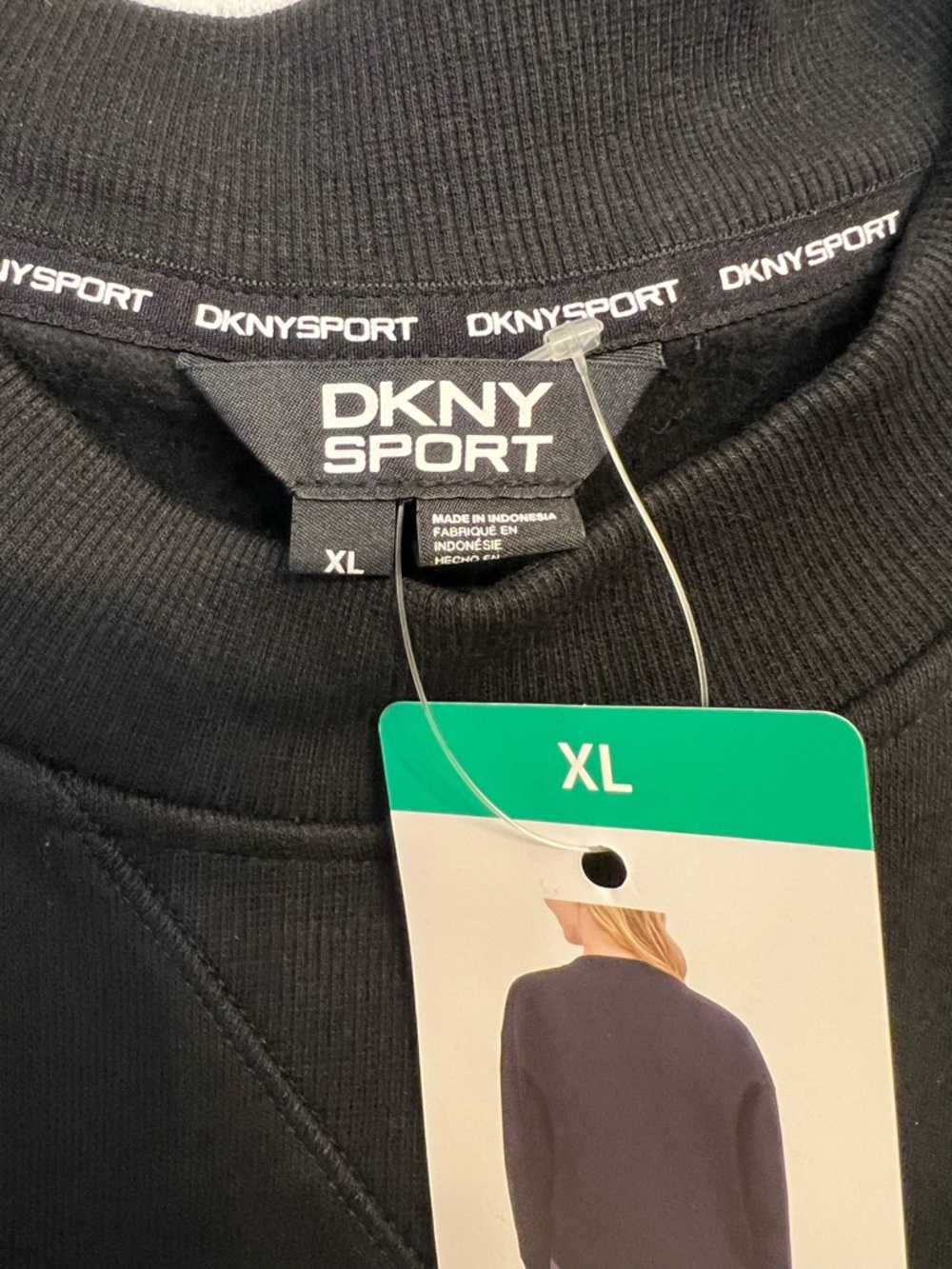 DKNY Sport Black Logo Crewneck Sweatshirt - Picture 3 of 5